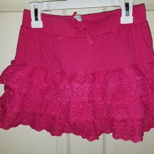 Girl's Pink Lace Ruffle Skort
